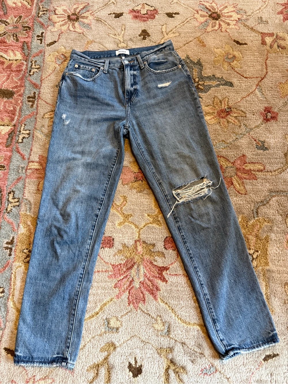 pistola Distressed Blue Straight-Leg Jeans